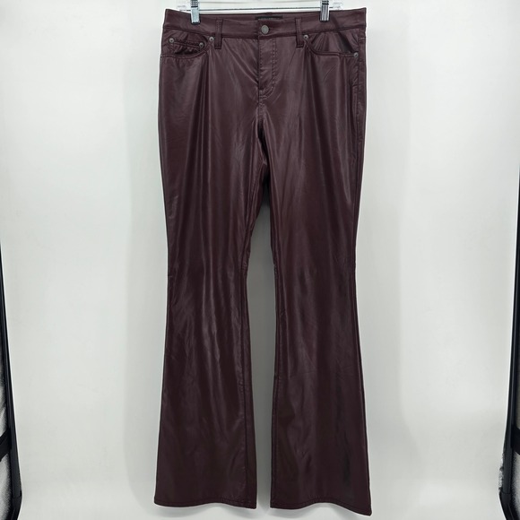 Banana Republic Pants - Banana Republic Vegan Leather Bootcut Pants Burgundy Maroon 31/12 Fall 2023 NWT